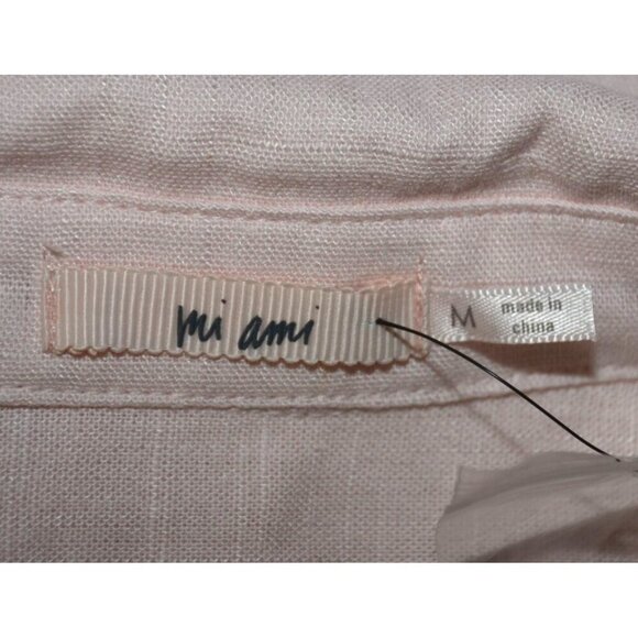 NWT Mi Ami Pink Viscose Linen Blend Long Sleeve Dress Button Up Top Shirt Size M - Picture 6 of 8